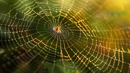 Obraz premium Close-up of a Spider's Silk Thread- Zoom in on a single silk thread of a spider's web