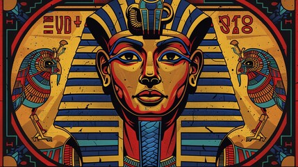 Obraz premium Pharaoh Portrait With Owls