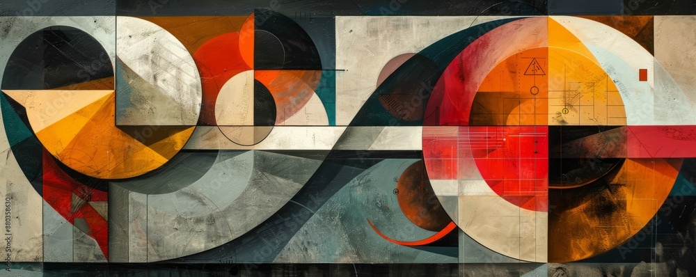 Aufkleber a series of geometric shapes overlapping and intersecting, creating a sense of movement and dynamism