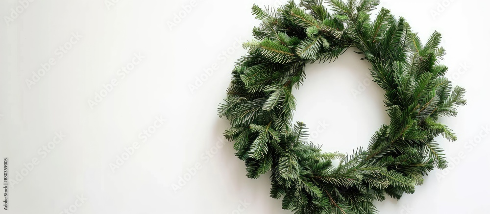 Poster green christmas wreath on a white background ideal for new year postcards and christmas ads with spa