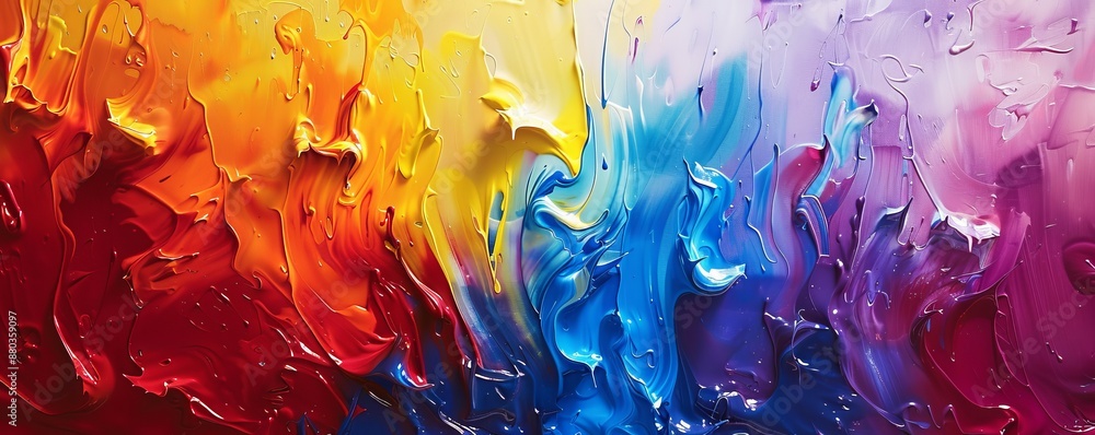Poster a splash of paint on a canvas, its colors bleeding and blending into each
