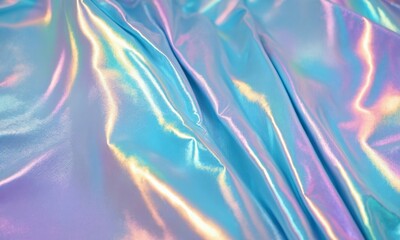 Iridescent fabric background with smooth folds and soft light