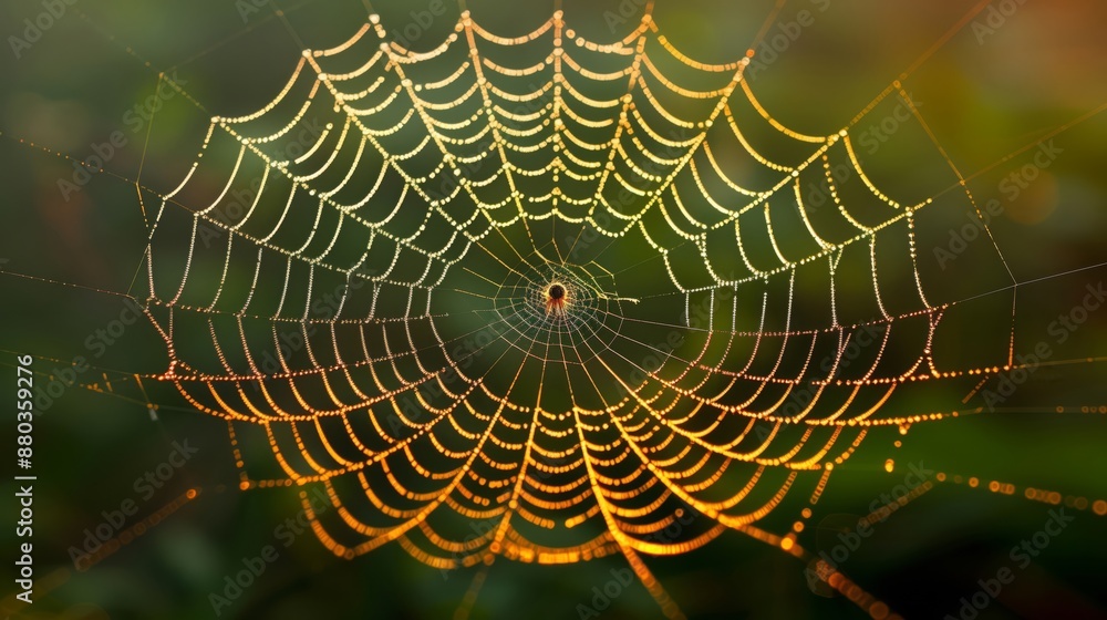 Wall mural close-up of a spider's web structure- zoom in on the intricate structure of a spider's web