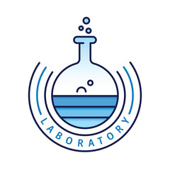 test tube and laboratory concept. Test tube and laboratory concept for business, science, education world with word laboratory around circle and colorful test tube.