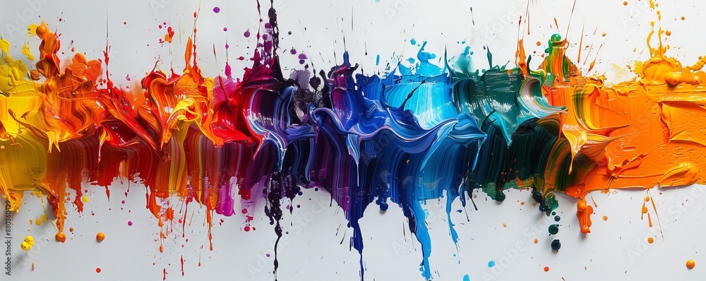 Poster a splash of paint on a canvas, its colors bleeding and blending into each other.