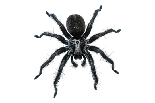 Black spider isolated on transparent background