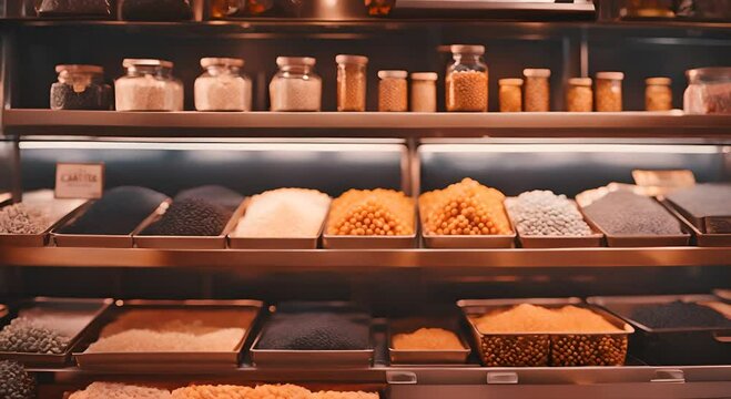Interior of a caviar shop.