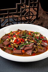 Hunan,sour,and,spicy,pickled,pepper,stewed,duck,blood