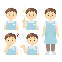 エプロンを着用した男性のイラスト