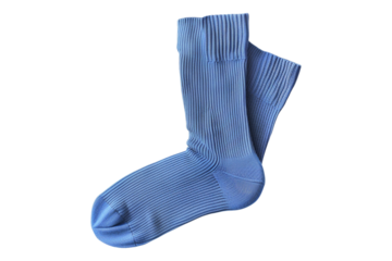 Blue winter cotton socks isolated on transparent background