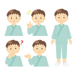 入院着を着た男性のイラスト