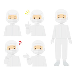 クリーンスーツを着た男性のイラスト