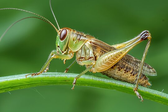 Cricket on a Blade of Grass- Photograph a cricket as it perches on a blade of grass