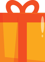 Orange gift box tied with red ribbon, evoking feelings of joy and anticipation