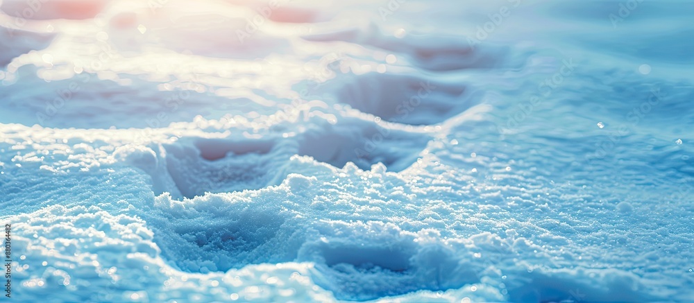 Poster snowy footprints with a spot for your text in the image. copy space image. place for adding text and