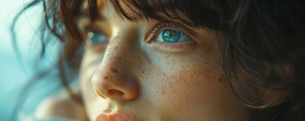 A person lost in thought, their gaze distant and contemplative.