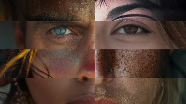 Diversity concept mosaic footage - we are one