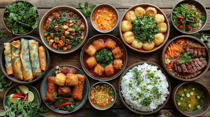 Fototapeta premium Assorted Vietnamese Cuisine - Generative AI