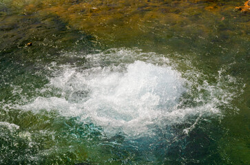Terrace Spring River and Thearmal Feature at Yellowstone River at Yellowstone National Park