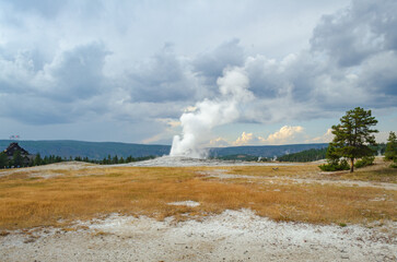Old Faithful Geyser at Yellowstone National Park in Wyoming