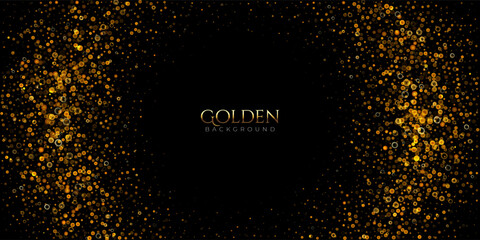 Fototapeta premium Elegant Golden bokeh and lights background. Luxurious gold glitters and sparkles for wedding celebrations, anniversary birthday ceremonies, festive party invitations