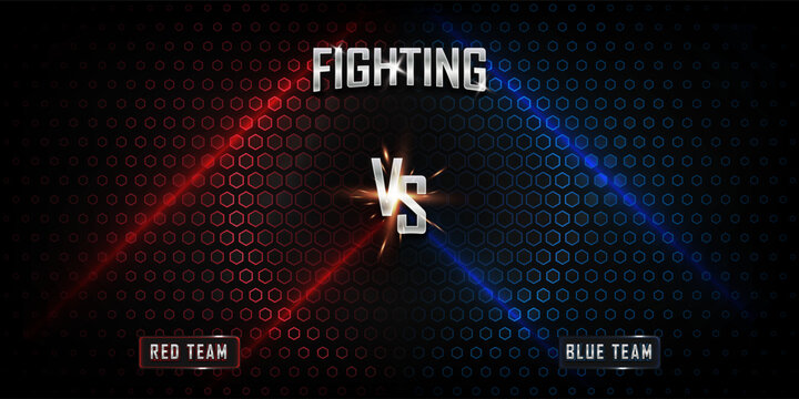 Dynamic Fight Night Poster with Red and Blue team highlights background. Promotional posters for boxing, fighting, MMA and martial arts sporting events