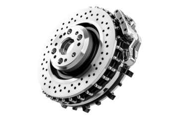 Caliper and rotor isolated on transparent background