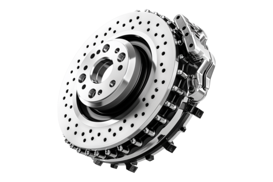 Caliper and rotor isolated on transparent background