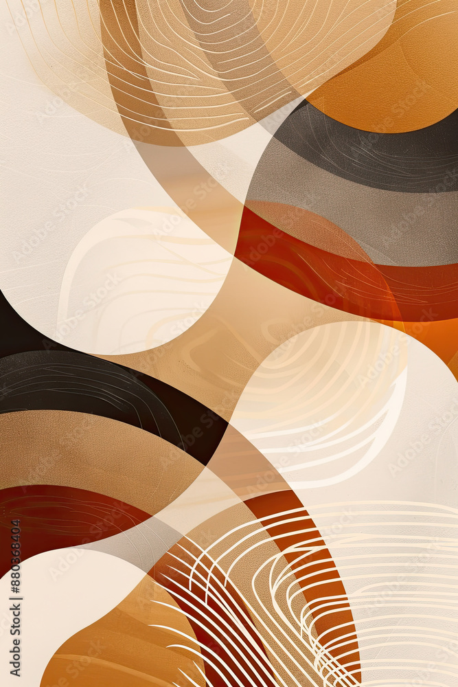 Poster an abstract painting of some rounded lines and shapes