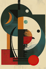 Artistic bauhaus poster with abstract shapes