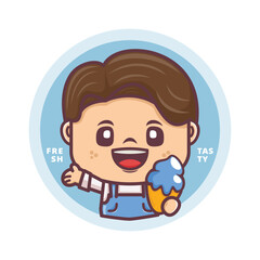 cute cartoon character with ice cream