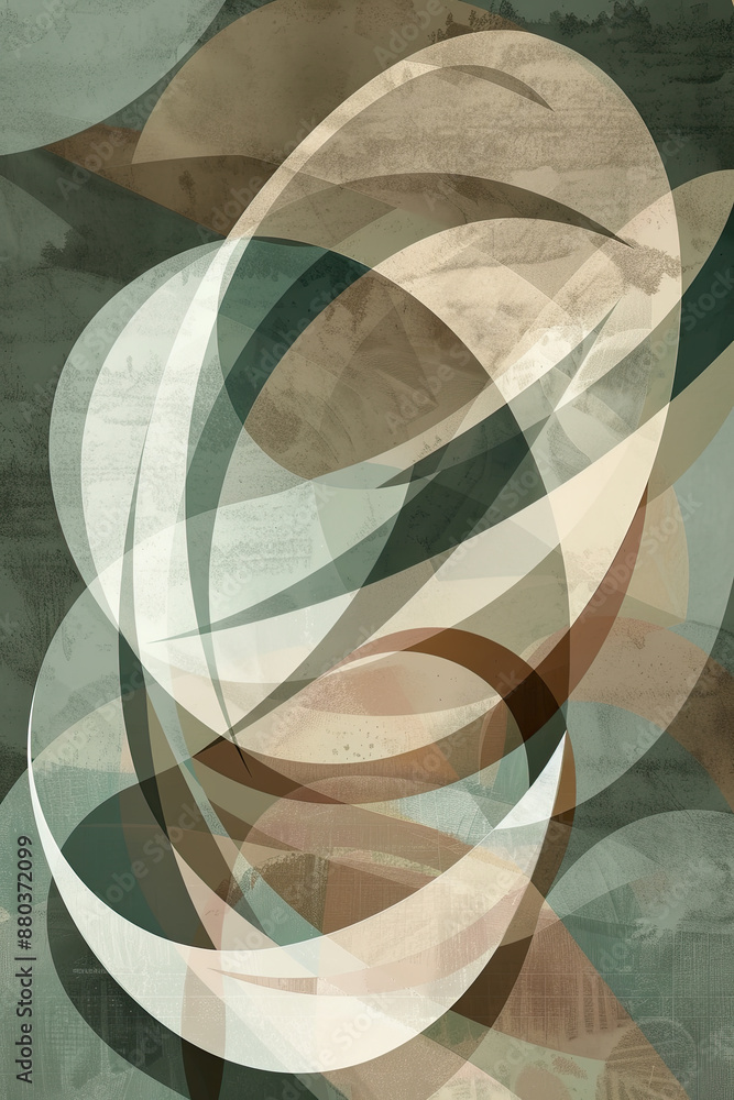 Poster an abstract painting of some rounded lines and shapes