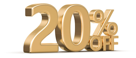 20 Percent Off Sale Gold Number 3D