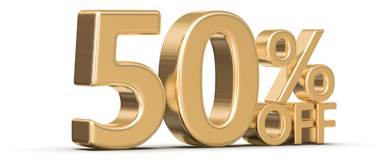 50 Percent Off Sale Gold Number 3D