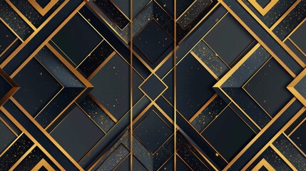 Opulent Gold and Black Geometric Pattern 
