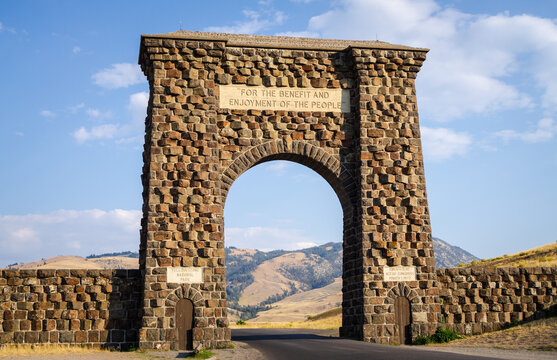 Roosevelt Arch, Yellowstone North Entrance in Yellowstone National Park