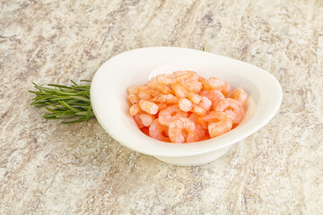 Tasty peeled prawn in the bowl