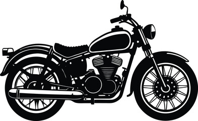 Fototapeta premium Old motorcycle silhouette vector, vintage motorcycle vector art