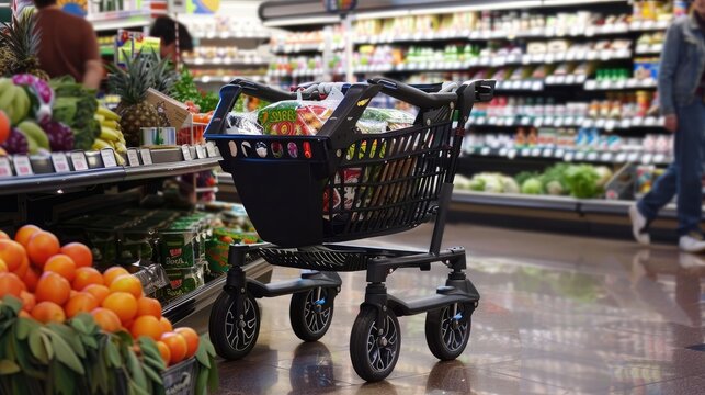 An AI-driven personal shopping cart that follows shoppers around a grocery store - Powered by Adobe