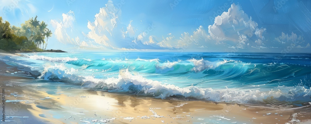 Poster Tranquil beach with gentle waves