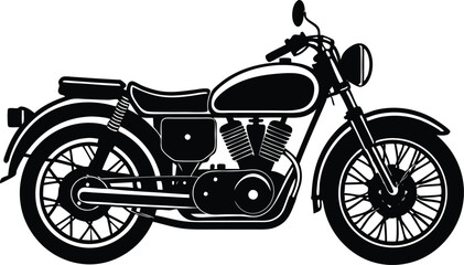 Fototapeta premium Old motorcycle silhouette vector, vintage motorcycle vector art