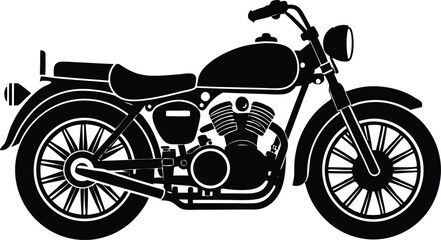 Fototapeta premium Old motorcycle silhouette vector, vintage motorcycle vector art