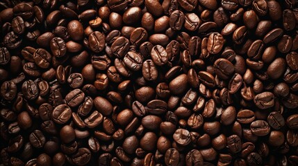 Naklejka premium Roasted coffee beans background --ar 16:9 Job ID: 18f65eb7-6c64-4d4d-ba82-2c5dadc12a00
