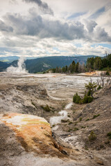 Mound Spring and Jupiter Terrace, Mammoth Hot Springs, Yellowstone National Park, Wyoming, United States of America