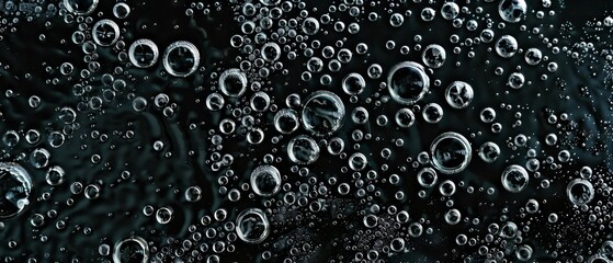 Panoramic close-up, high detail scan of waterdrops in clusters texture, Generative AI