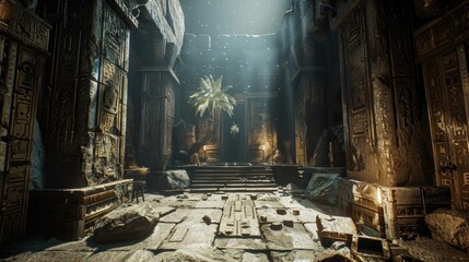 An AI-powered virtual reality escape game set in an ancient temple