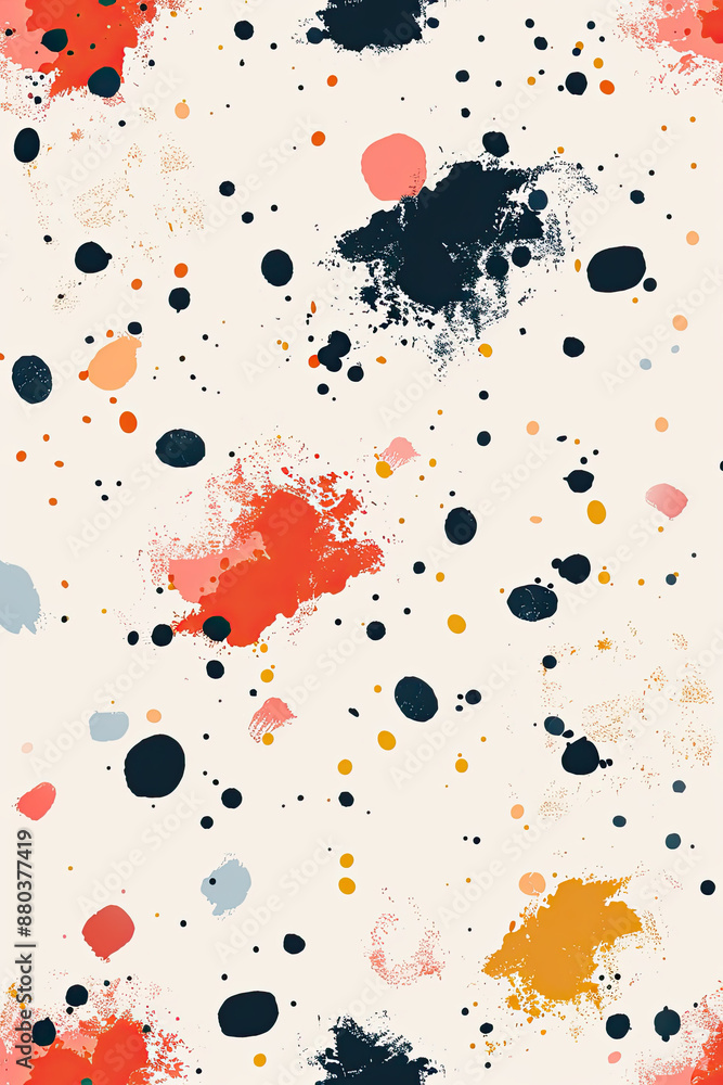 Poster an abstract painting of some rounded lines and shapes with spots