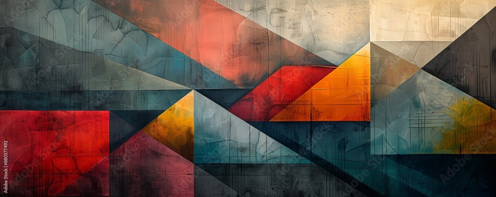 Aufkleber a series of geometric shapes overlapping and intersecting, creating a sense of movement and dynamism