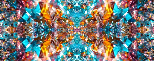 Kaleidoscope pattern with mirrored fragments, 4K hyperrealistic photo