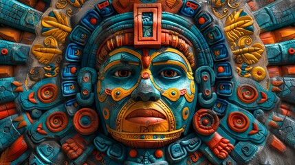 Obraz premium Colorful Mayan Deity Sculpture